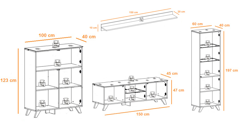 dimensions des meuble de télévision en bois scandinave